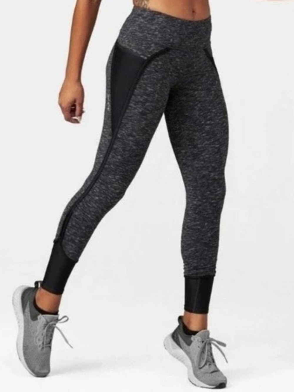 Hylete Womens Heather Grey Black Cropped Athletic Leggings Nimbus Caprite Size S